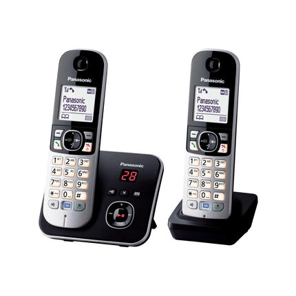Panasonic KX-TG6822GB DECT juhtmeta telefon automaatvastajaga (madala kiirgusega, ökorežiim, GAP-telefon, lauatelefon, kõnepiirang, DUO) must