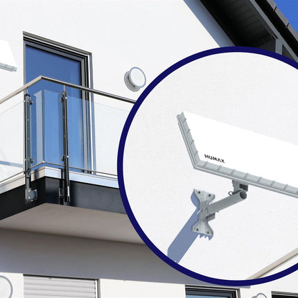 HUMAX Flat H39D SAT lameantenn Lame satelliitantenn 1 abonendile, ühe LNB-ga - lame SAT antenn koos seina- või mastiklambriga, võrreldav 60 cm SAT antenniga, valge