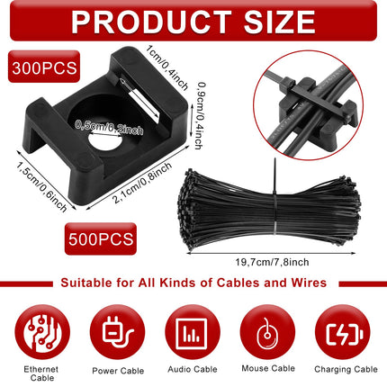 YAYODS 800-osaline kaablisidemehoidja kinnitusalus kaablisidemetele kruviauguga - 21x15x9MM nailonist kaablisidemehoidja sadulakinnitus - must kaablihoidja kruvidega kaabli kinnitamiseks