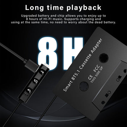 Bluetooth 5.1 kassetiadapter autoraadiole. Autokasseti adapter. Bluetooth-autoaudiokassett-AUX-adapter Hi-Fi stereo käed-vabad funktsiooniga nutitelefonide/MP3-/CD-mängijate/iPodi jaoks autoraadios.