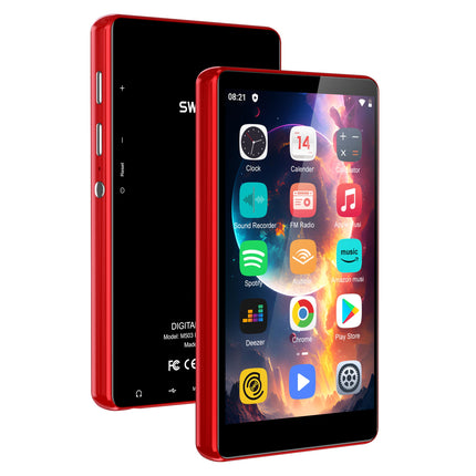 80GB MP3 Player with Bluetooth and WiFi, SWOFY 4.0 Inch Touchscreen MP3 MP4 Player, Portable Stereo, Digital Music Player with FM Radio, Recorder, E-Book, Browser (Black) (Red)