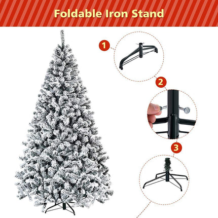 Giantex SPSUPE Artificial Christmas Tree made of high-quality PVC, flocked, with solid metal stand, ideal for indoor and outdoor use (2.5 m), white