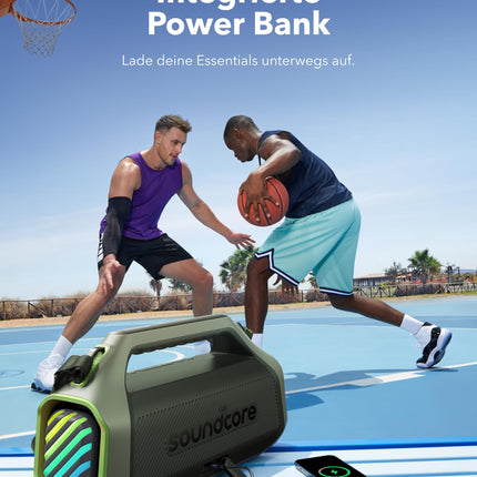 Soundcore Boom 2 Plus Outdoor Speaker, 140W, 2+2 Channel, BassUp 2.0, 20h, Fast Charging, IPX7 Waterproof, RGB Lights, USB-C, Power Bank, BT 5.3, Portable Bluetooth Speaker, Camping