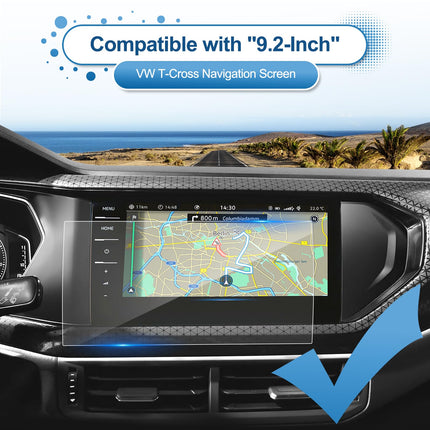 Coleya navigatsiooniekraanikaitse, mis ühildub VW T-Cross 2019 2020 2021 2022 2023 2024 mudelitega, VW T Cross karastatud klaasist ekraanikaitse, 9H kriimustuskindel GPS-ekraanikaitse (9,2 tolli)