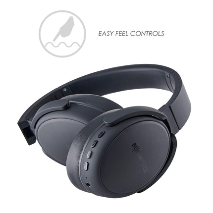 Boompods Headpods ANC mürasummutavad kõrvaklapid - juhtmevabad kõrvapealsed Bluetooth-kõrvaklapid mikrofoniga, 12-tunnine aku tööiga ja vahtkõrvapadjad, kokkupandav disain reisikotiga, must