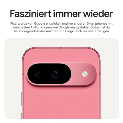 Google Pixel 9 – Android smartphone with Gemini and SIM-free features, advanced camera functionality, 24-hour battery life, and a 6.3-inch Actua display – Peony, 128GB