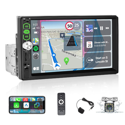 1-dinine autoraadio ekraaniga - 7-tolline puutetundlik ekraan - Carplay ja Android Auto raadio - Mirror Link Bluetooth FM SWC AUX + tahavaatekaamera