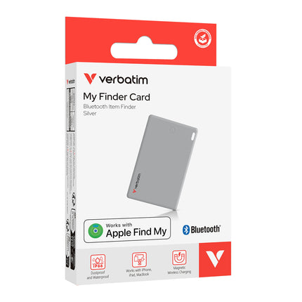 Verbatim My Finder Card, Slim Wallet Tracker Card, Rechargeable Bluetooth Item Finder, for Wallets, Passports, etc., Compatible with Apple "Find My?"
