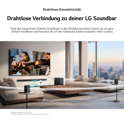 LG SPT8-S tagumiste kõlarite komplekt, tagumiste kõlarite komplekt heliribadele, 100 W võimsus ja 2.0 kanalit, võimas ruumiline heli, ruumisäästlik disain, must
