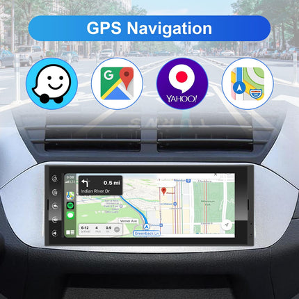 6.9 inch Android car radio 1Din, 2G+32G wireless CarPlay radio with screen, touchscreen car radio Bluetooth with GPS, WiFi, Google Play, AM/FM/RDS, SWC, Hands Free Calling