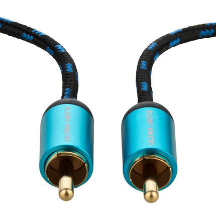 Ultra HDTV Premium RCA kaabel - 10 meetrit 1x RCA cinch-pistiku ja 1x RCA cinch-pistiku vahel, paindumiskindel nailonist ümbris, tugevad metallist pistikud ja kullatud kontaktid