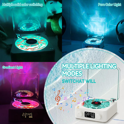 The Waves Vinyl Player, Newly Upgraded Vinyl Record Player with RGB Light, Home Audio Turntable, Vinyl Bluetooth Speaker, 3 Modes Stereo Sound, Sleep Aid with 4 Sounds of Nature