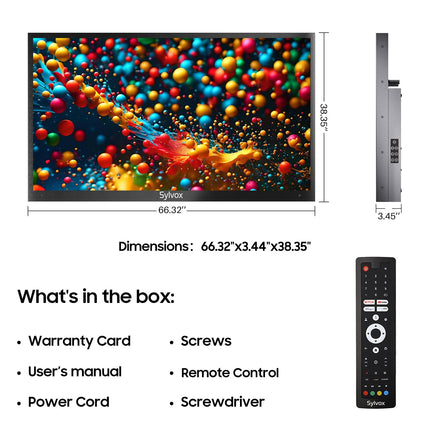 SYLVOX 75-tolline õueteler, nutikas QLED Google TV, IP55 veekindel teler, 4K UHD, Dolby Atmos, toetab Google Assistantit, häälassistent, 1000 nitti osalise päikesevalgusega õueteler (2024. aasta mudel)
