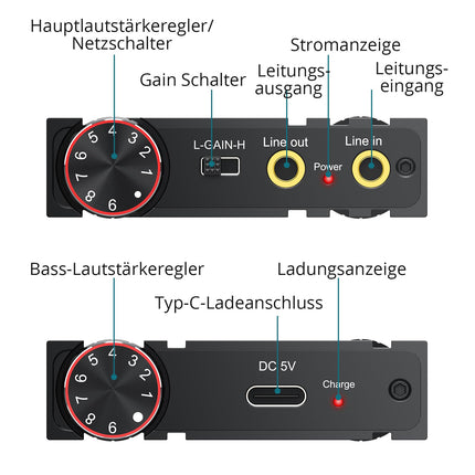 YGiTK kõrvaklapivõimendi kaasaskantav BASS HiFi kõrvaklapivõimendi, 3,5 mm stereoheli väljund, 16–600 Ω laetav kõrvaklapivõimendi MP3/MP4/telefonide/arvutite kõrvaklappide jaoks