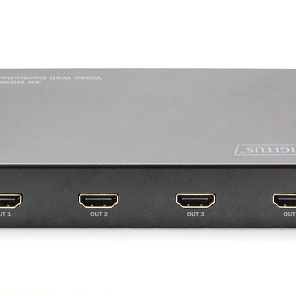 DIGITUS DS-43309 videoseina kontroller 2x2 ja HDMI jaotur – UHD 4K/60 Hz HDTV: 3840 x 2160p – väljund: 4X Full HD 60 Hz 1920 x 1080p – kuvarežiimid: 2x2, 1x2, 2x1, 1x3, 3x1, 1x4, 4x1