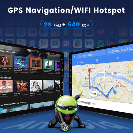 Hodozzy 9 inch 2G+64G Android Car Radio 2 DIN with Wireless Carplay and Android Auto, Bluetooth Double DIN Car Radio with Screen Mirror Link, Rear View Camera, FM/RDS Radio, GPS Navigation, WiFi/BT/USB/SWC