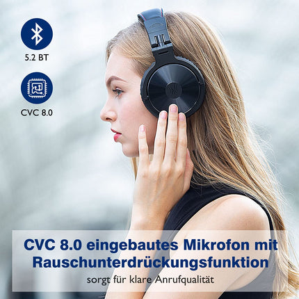 OneOdio Bluetooth kõrvaklapid, 110 tundi mänguaega, juhtmevabad Bluetooth kõrvaklapid, HiFi stereo, sisseehitatud mikrofon, kokkupandavad juhtmevabad kõrvaklapid 50 mm draiveriga mobiiltelefonidele/sülearvutitele/arvutitele, mustad