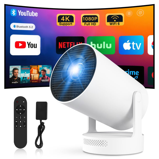 Miniprojektor 4K kaasaskantav videoprojektor WiFi 6 Android 11 Full HD toega telefonile/arvutile/sülearvutile/pulgale HDMI kodukino Netflix sertifitseeritud ja elektriline Focus