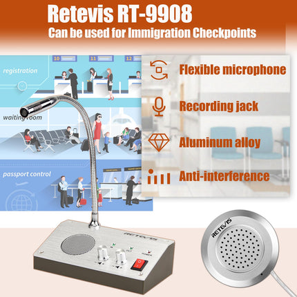 Retevis RT9908 akna-ukse intercom, kahesuunaline aknakontroller, kontori intercom, kõlar, sobib haiglasse, panka, poodi, kontorisse, piletimüügiks