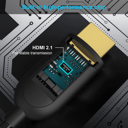 Huaham 8K fiiberoptiline HDMI-kaabel 2m, 48Gbps ülikiire HDMI 2.1 kaabel 8K@60Hz 4K@120Hz, toetab eARC RTX 3090 HDCP 2.2 ja 2.3 Dolbyt, ühildub PS5, Xbox Series X, Roku/Fire/LG CX TV/Blu-ray seadmetega