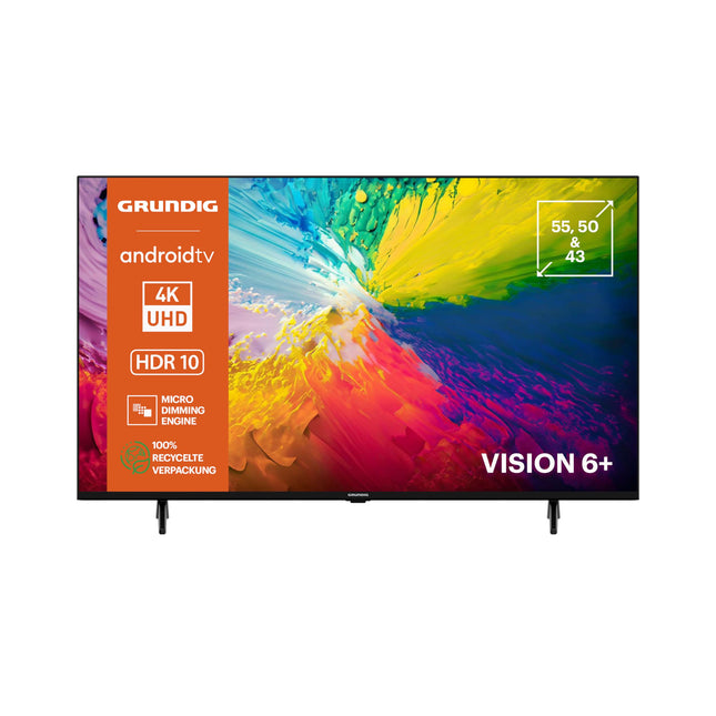 GRUNDIG 50 VOE 73 50-tolline (126 cm) LED-teler, Android 11 teler, 4K UHD, Dolby Digital, HDR10, Micro Dimming mootor, sisseehitatud Chromecast, Bluetooth, nutiteler, must