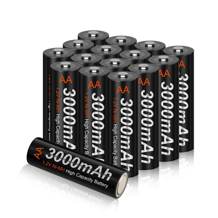 CITYORK AA laetavad patareid 16 tk, 3000mAh Mignon AA patarei suure mahutavusega päikesepatareiga, NI-MH 1.2V eellaetud madala isetühjenemisega ja päikeselampide hoiustamisega