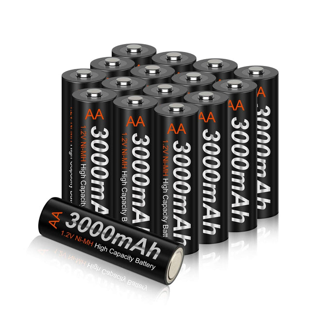 CITYORK AA laetavad patareid 16 tk, 3000mAh Mignon AA patarei suure mahutavusega päikesepatareiga, NI-MH 1.2V eellaetud madala isetühjenemisega ja päikeselampide hoiustamisega