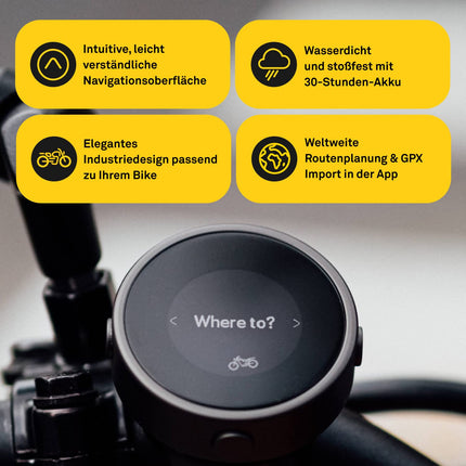Beeline Moto Navi - must | Marsruudi planeerimine üle maailma | Ilmastikukindel | USB-laadimine | GPS-navigatsioon mootorratastele ja tõukeratastele koos kinnitusega