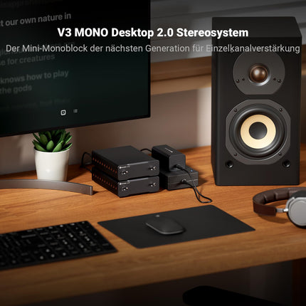 Fosi Audio V3 monovõimendi passiivkõlaritele, minimonoblokk-klassi D-võimendi TPA3255-ga, 240W HiFi kodukino AVR-vastuvõtja, RCA/XLR tasakaalustatud sisendid, 48V/10A toiteplokk