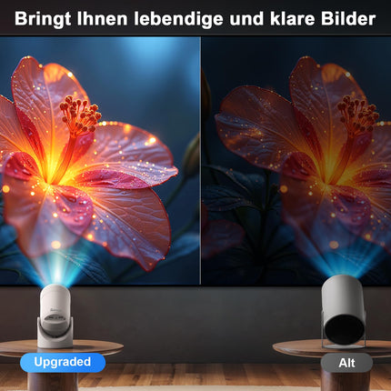 Miniprojektor 4K, toetab WiFi 6 BT5.1 kaasaskantavat projektorit 300 ANSI, Full HD 1080P nutiprojektor, 180° pöörlev mobiilprojektor, automaatne Keystone-miniprojektor, Androidile/iOS-ile/PC-le/Switchile (valge)