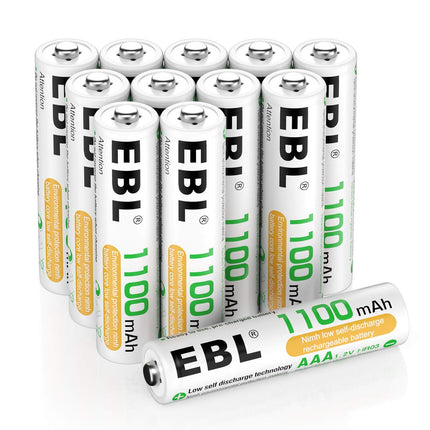 EBL AAA battery 1100mAh 12 pieces - rechargeable micro AAA batteries, low self-discharge, 1.2V AAA battery