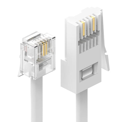 Ancable BT pistik RJ11 6P2C 5m BT telefon modemile RJ11 risttelefoni kaabel pikendusmodemile, faksile, sissehelistamisühendusele, Sky telefonile, lamekaabel, valge