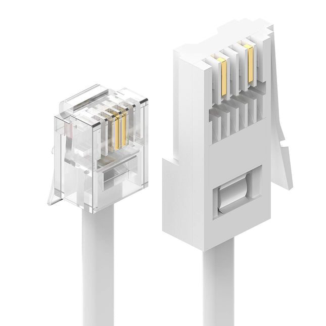 Ancable BT pistik RJ11 6P2C 5m BT telefon modemile RJ11 risttelefoni kaabel pikendusmodemile, faksile, sissehelistamisühendusele, Sky telefonile, lamekaabel, valge