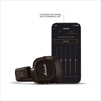 Marshall Major V Bluetooth kõrvaklapid, 100 tundi mänguaega – pruunid