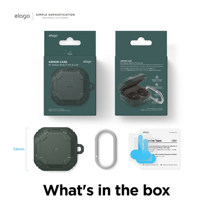 elago Armor Case Compatible with Samsung Galaxy Buds FE (2023), Galaxy Buds2 Pro Case, Compatible with Galaxy Buds2, Buds Pro Case, Compatible with Galaxy Buds Live Case (Dark Green)