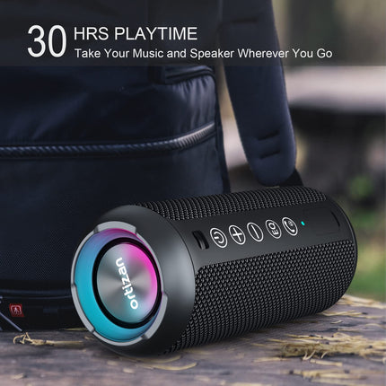 Ortizan Bluetooth kõlar, IPX7 veekindel ja kaasaskantav juhtmevaba kõlar LED-tulega, 24W stereoheli ja 30-tunnise mänguajaga, 20-meetrise Bluetooth-levialaga, minikõlari, TF-kaardi ja AUX-sisendiga