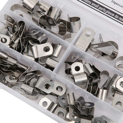 Kaabliklambrite komplekt, roostevabast terasest kaabliklamber, 80 tükki, R-tüüpi klamber, kaabliklambrite komplekt, riistvara osad, roostevaba teras 304, vastupidav, 6 kuni 16 mm