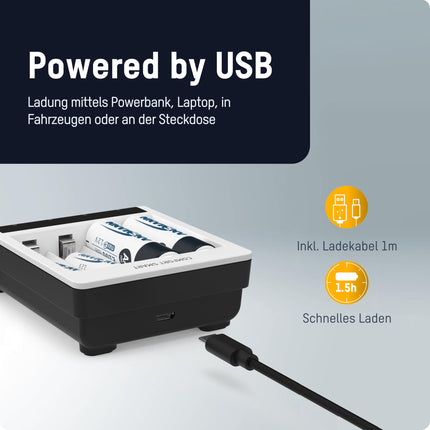 ANSMANN akulaadija, sh 4x AA 2100mAh, 4x AAA AA NIMH NICD akudele, nutikas laadimine, USB sisend, kiirlaadimine, tühjendusfunktsioon, LED-ekraan