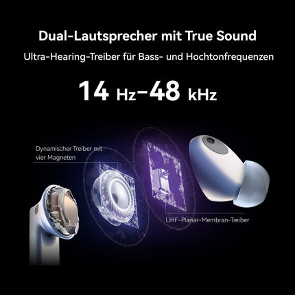 HUAWEI FreeBuds Pro 2, kahe kõlariga kõrvaklapid True Soundiga, Pure Voice, nutikas ANC 2.0, kolmekordne adaptiivne ekvalaiser, HWA ja kõrglahutusega juhtmevaba side sertifikaat, saksa versioon, hõbehall