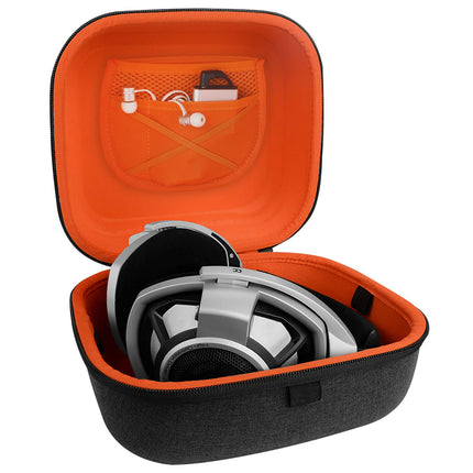 Geekria Shield kõrvaklapiümbris, mis ühildub Beyerdynamic T5p, T1, MMX300, HE400S, DTX710, DT990, DT790, DT770 kõrvaklappidega, asenduskõva kestaga reisikott kaablihoidikuga, tumehall