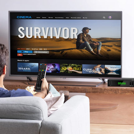 Atlantis SMARTIX DH17 maapealne digitaalne dekooder DVB-T2 HEVC H.265 mpeg2/mpeg4 H.264 meediapleier USB-pordi, HDMI ja SCART kaugjuhtimispuldiga, õppiv, Main 10, must