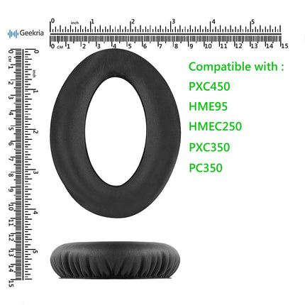 Geekria QuickFit proteiinist nahast vahetuskõrvapadjad Sennheiser PXC450, PXC350, PC350, HME95, HMEC250 kõrvaklappidele, kõrvapadjad, peakomplekti kõrvapadjad, remondiosad (mustad)