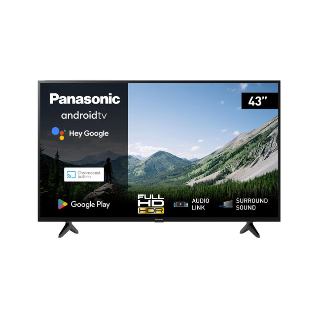 Panasonic TX-43MSW504, 43-tolline Full HD LED-nutiteler 2023, Android TV, ruumiline heli, Google Assistant, Chromecast, ere paneel, HD värvimootor, must