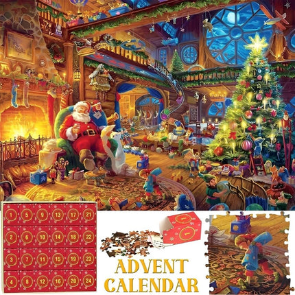 Dasfie advendikalender 2024 jõulupusle 24 kasti | Advendikalender 2024 lastele 1008-osaline pusle jõulukingiks poistele ja tüdrukutele (70 x 50 cm)