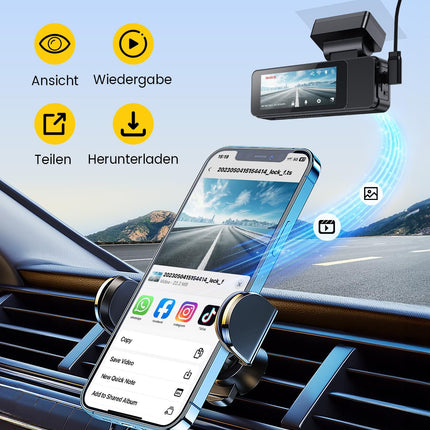 GKU auto armatuurlaud, esi-taga, 4K/2.5K puutetundliku ekraaniga 3.18 tolli, GPS 5G Wi-Fi armatuurlaud, topelt autokaamera, 64GB SD-kaart, parkimise jälgimine, WDR, 170° lainurk, G-andur, tsükkelsalvestus, max 256GB