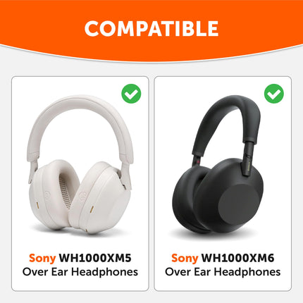 WC SweatZ XM5 &amp; XM6 – Patented Sweat Protection Ear Cushions for Sony WH1000XM5 &amp; WH1000XM6 by Wicked Cushions | Complete 360-Degree Ear Cushion Protection | Silver