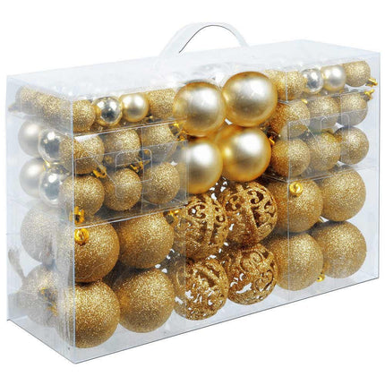 BAKAJI Pack of 100 Christmas Baubles, Diameter 3/4/6 cm, Decoration for Christmas Tree (Gold)