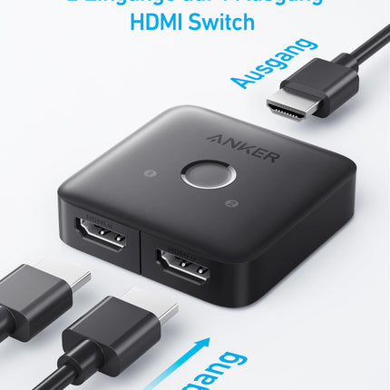Anker HDMI-lüliti, 4K @ 60Hz, kahesuunaline lüliti, 2-in-1 väljund sileda pinnaga, toetab HDR-i, 3D-d, Dolbyt, ühildub sülearvutite, arvutite, Xboxi seeria, PS5/PS4, projektorite jne.