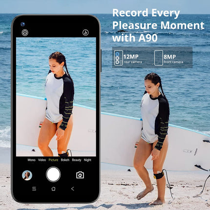 Blackview A90 Android 11 Smartphone, Helio P60 Octa-Core, 4GB RAM 128GB Expandable, 6.39-inch Mobile Display, 12MP + 8MP AI Rear Camera, 4280mAh Battery, NFC, 4G LTE Dual SIM - Black