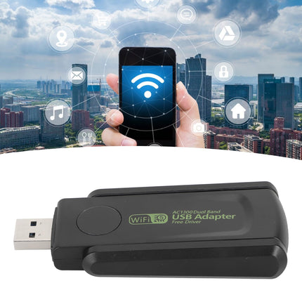 USB-adapter arvutile 1300 Mbps kahe 5Dbi antenniga 5G/2.4G WiFi-adapter lauaarvutile, sülearvutile 10, 8, 8.1, 7, Vista, XP, traadita adapter lauaarvuti võrguadapterile